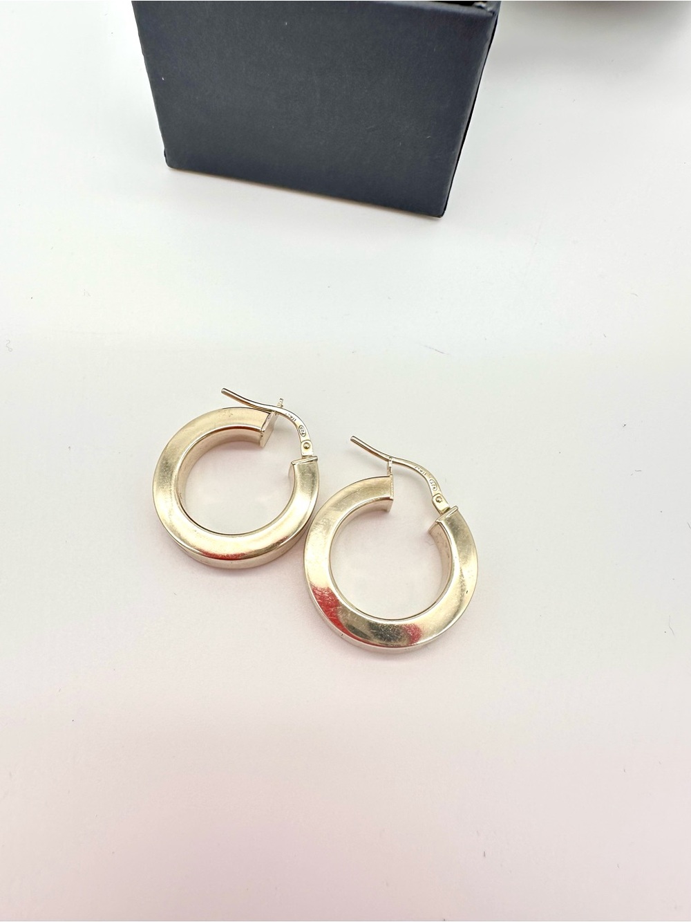 925 Sterling Silver Italy Gold Tone Wide Hoop Earrings 4.95g